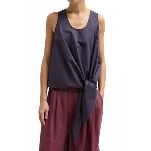 NEW TIBI tie front sleeveless top in eggplant